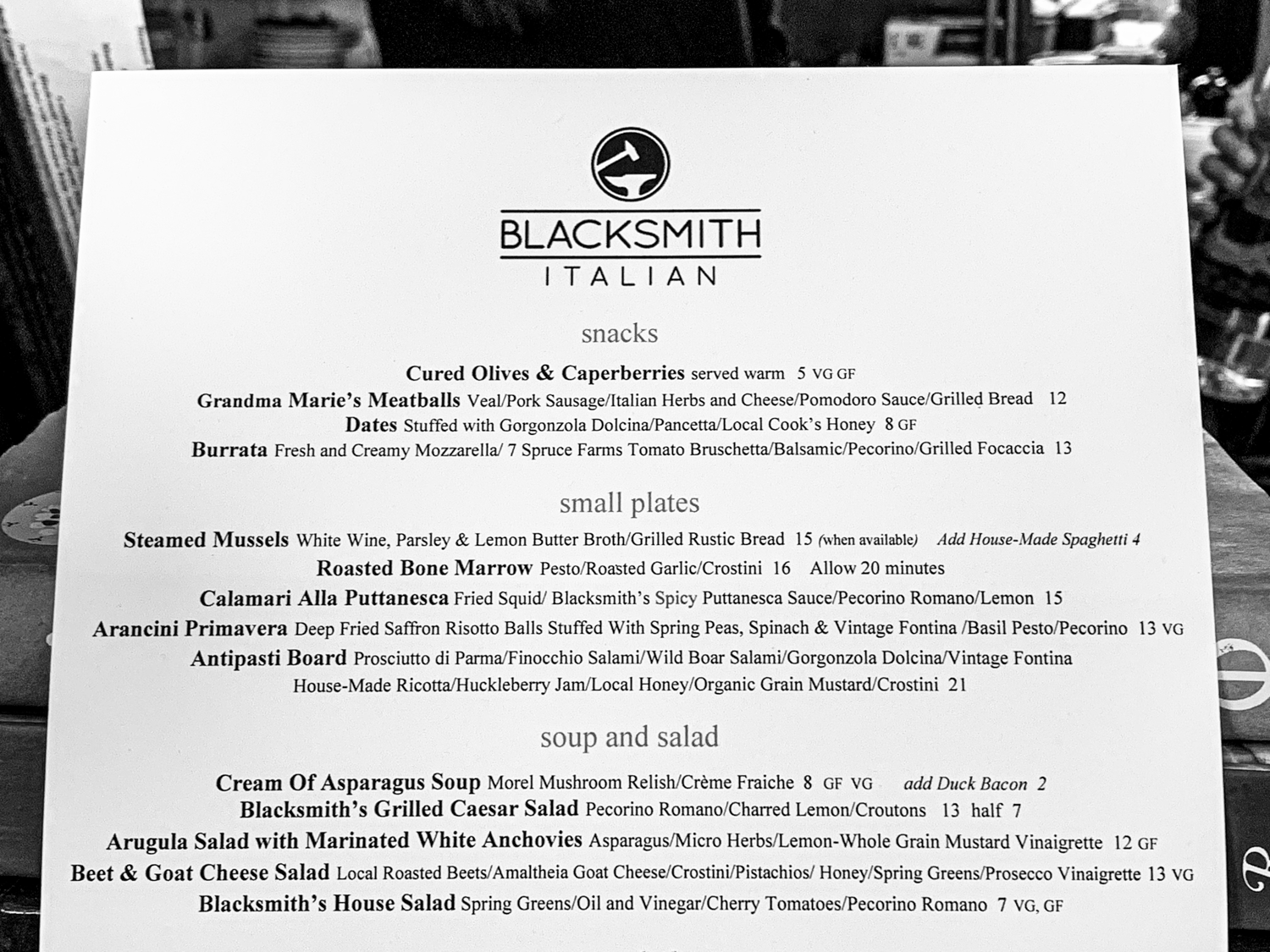 Dinner at Blacksmith Italian – A Truly Magnificent Meal by Steven Shomler Culinary Treasure Network 