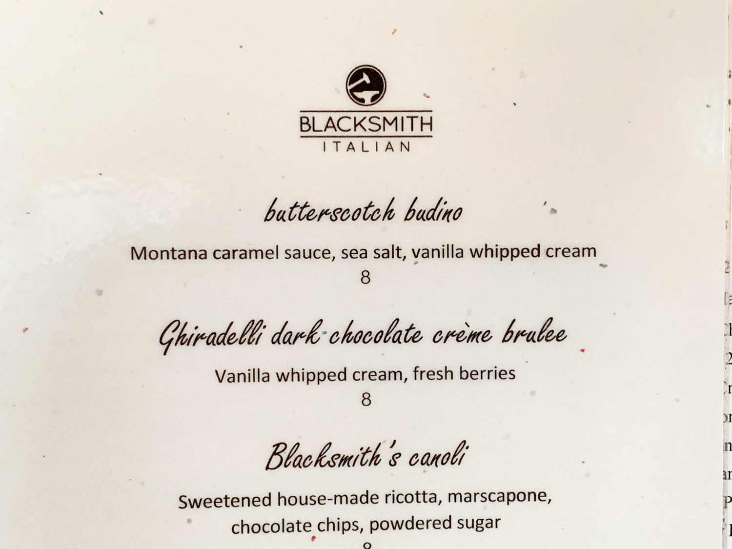 The Butterscotch Budino at Blacksmith Italian – A Culinary Treasure! By Steven Shomler