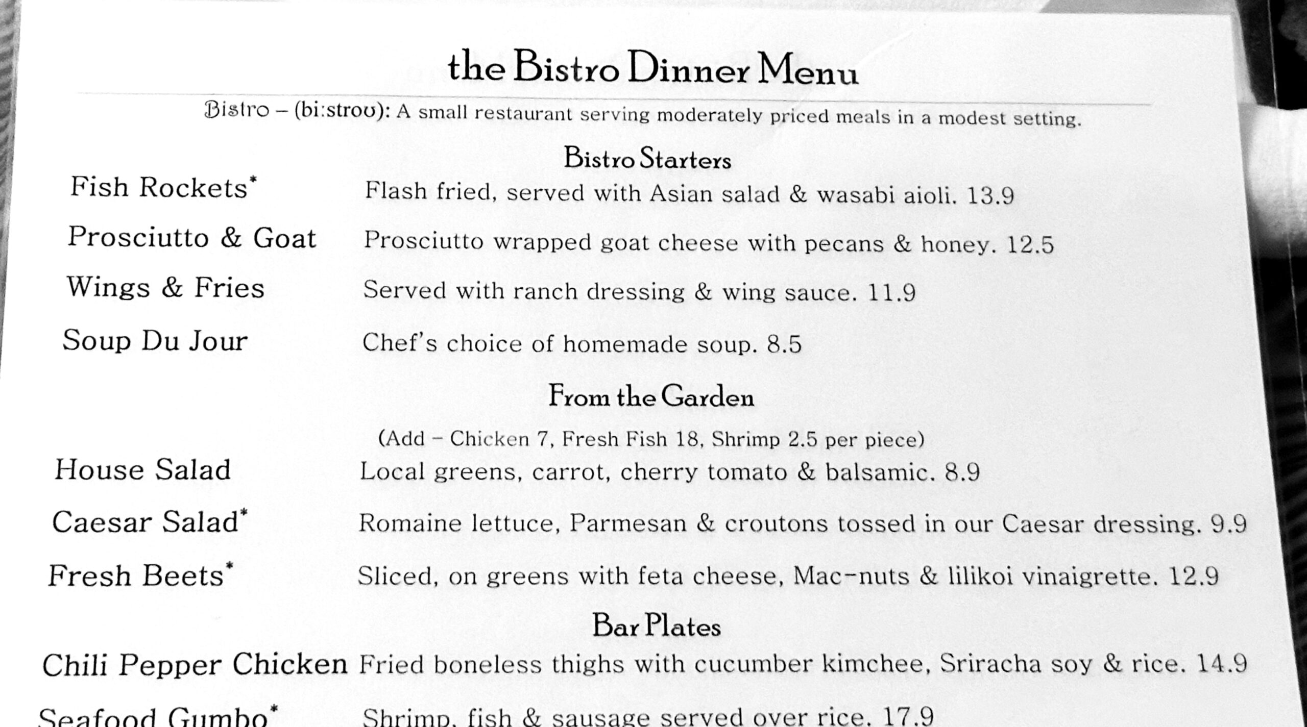 The Bistro in Kilauea on the Island of Kauai