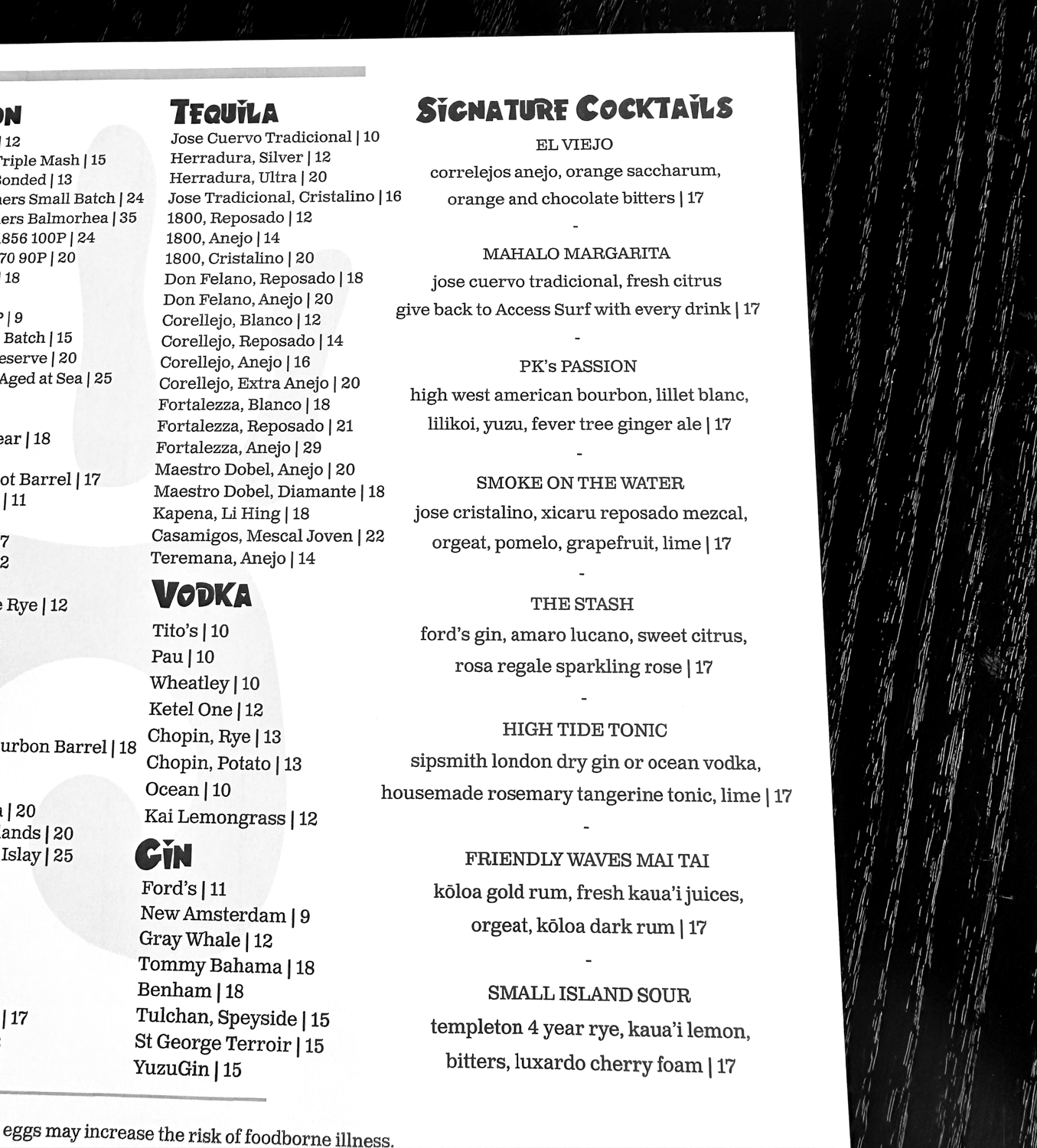 High Tide Tonic Cocktail Friendly Waves Kauai