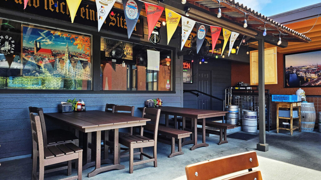 Outdoor deck at Urban German Wursthaus in St Johns