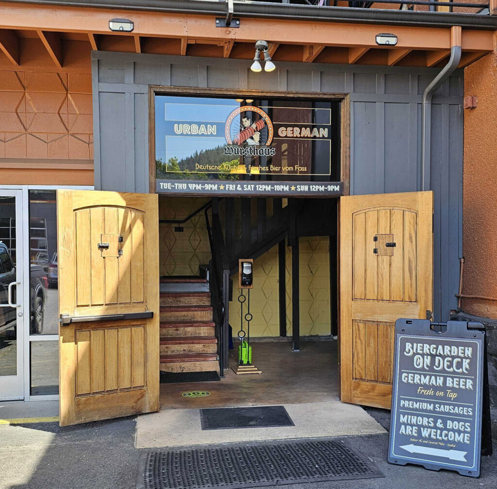 The entrance of Urban German Wursthaus in St Johns